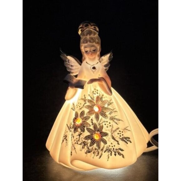 RARE!! VINTAGE LIGHT ANGEL, JOSEF ORIGINALS NIGHT LIGHT/LAMP, Gold & White *Read - Picture 2 of 11